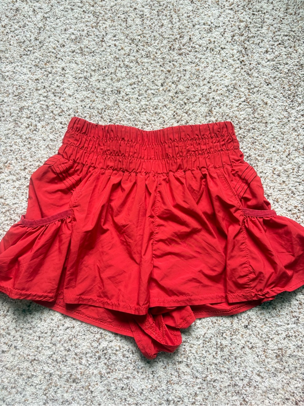 Free People Red Smocked Waist Athletic Shorts